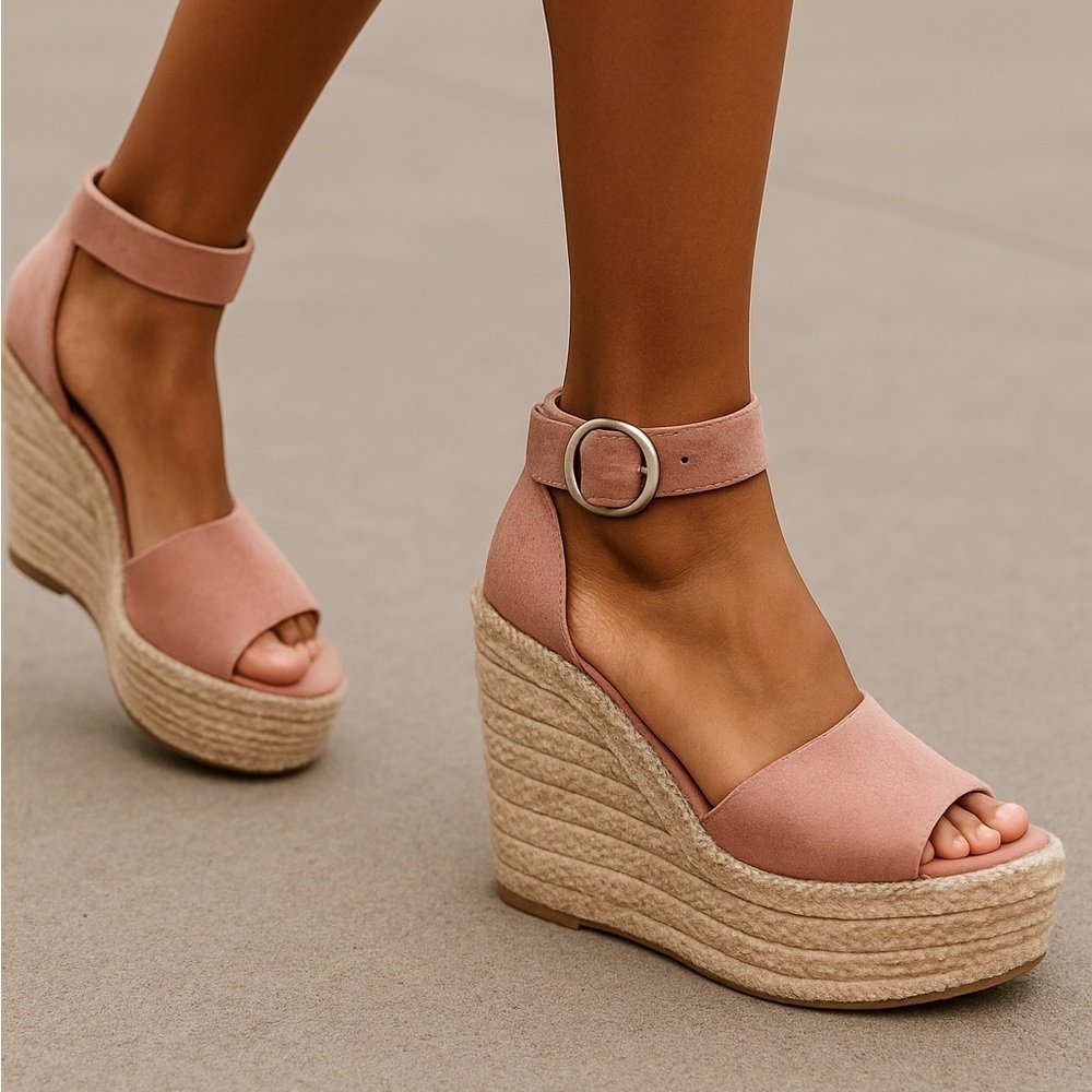 Marc Fisher Alida Suede Leather Espadrille Sandal Ankle Strap Sz 11 l Pink